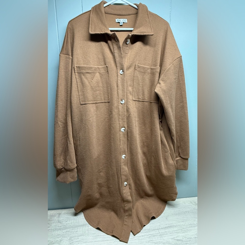 Button-Front Camel Shirtdress